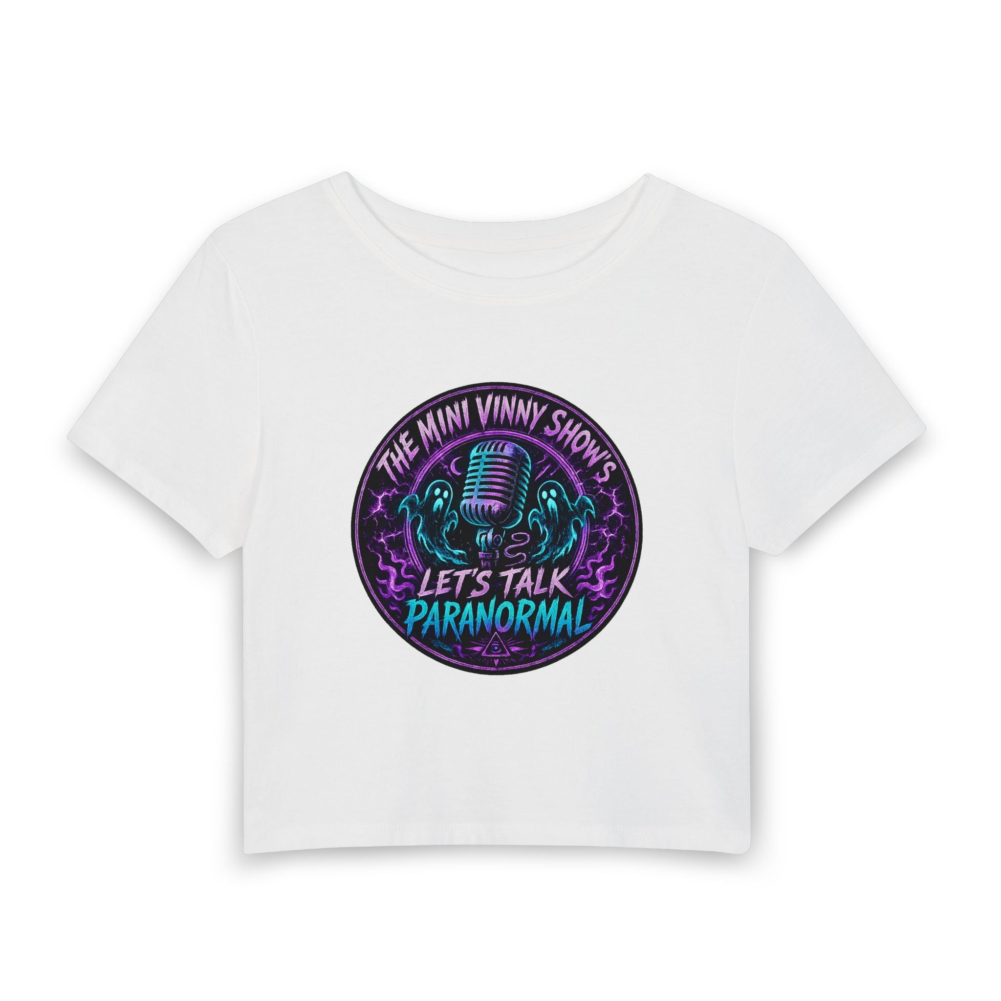 Let’s Talk Paranormal Women's Baby Tee – The Mini Vinny Show Podcast Crop Top