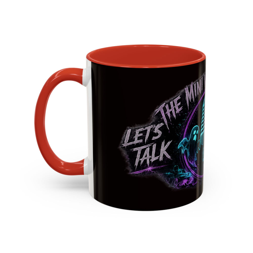 Coffee Mug — 'The Mini Vinny Show' Paranormal Podcast Neon Microphone Design