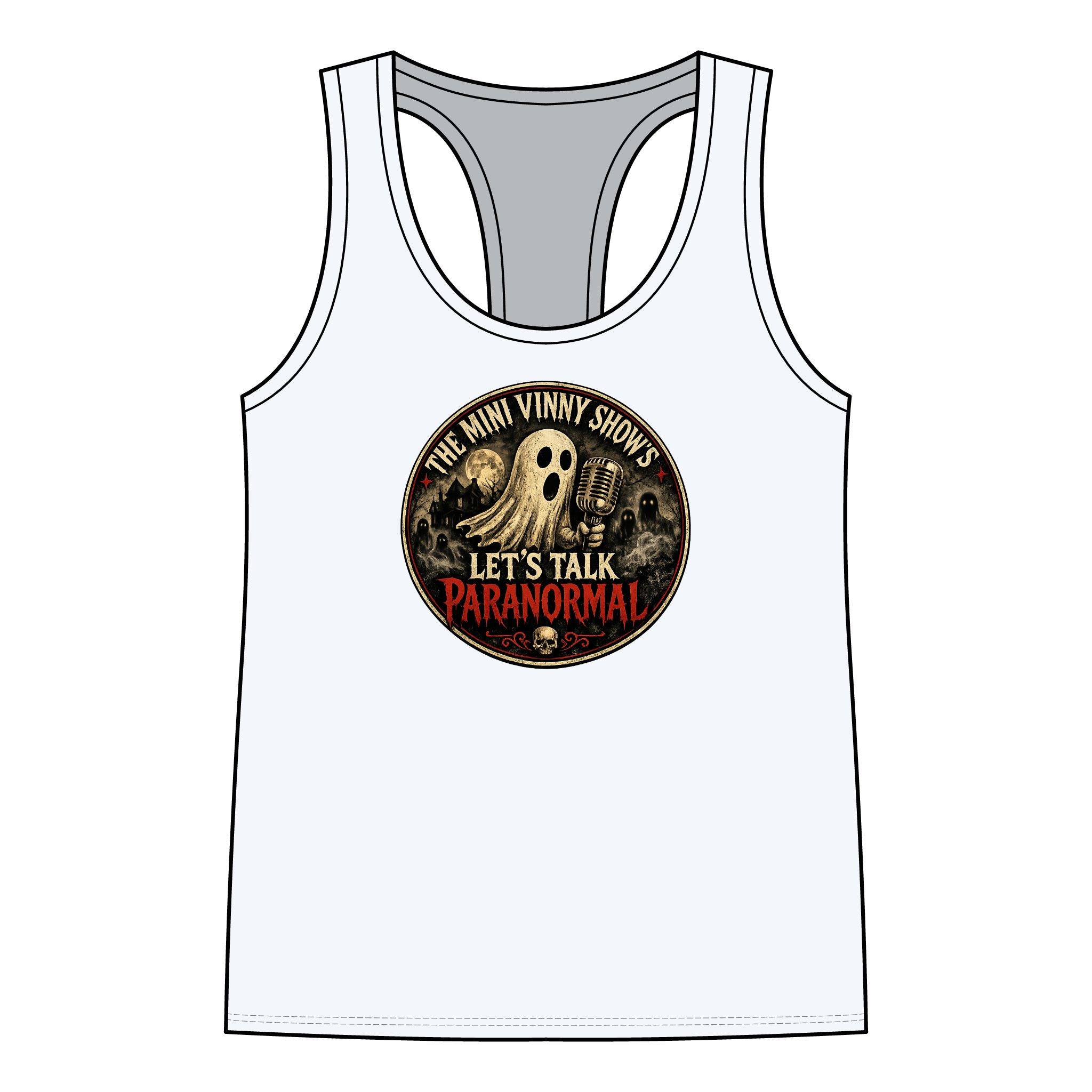 Let's Talk Paranormal Racerback Tank Top — Vintage Ghost Podcast Logo