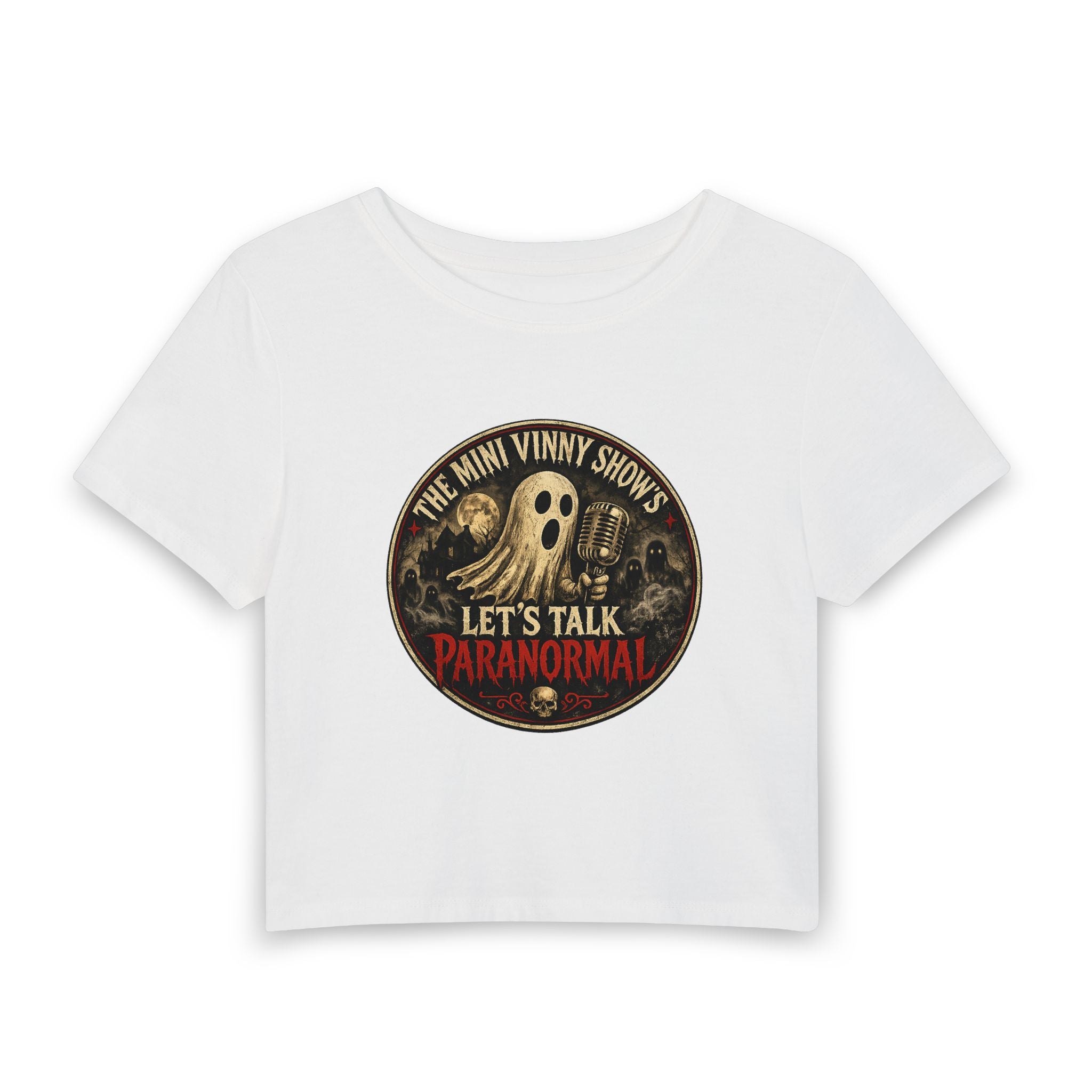 Let's Talk Paranormal Women's Baby Tee – Ghost Podcast Vintage Graphic