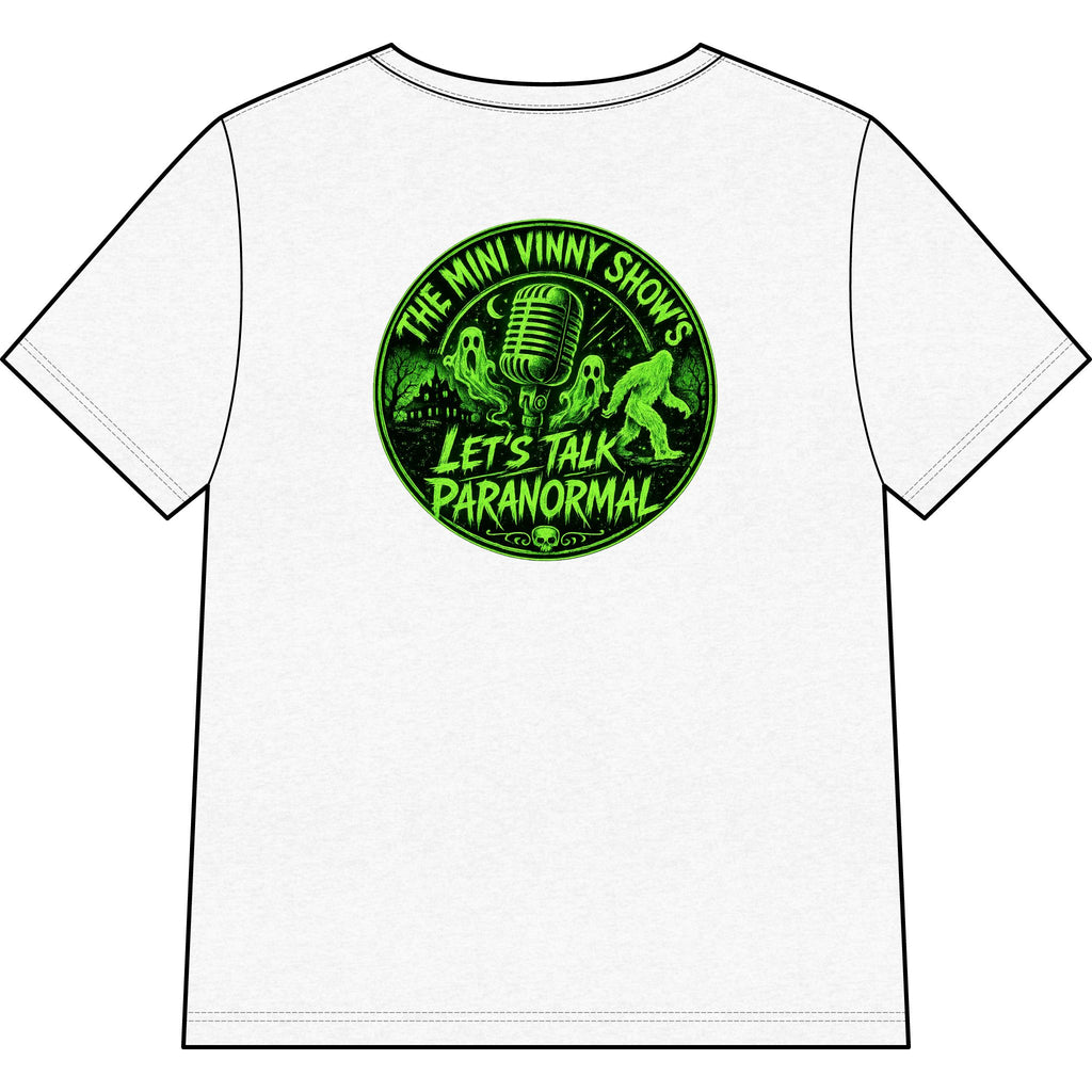 Paranormal Podcast V-Neck Tee — “Let’s Talk Paranormal” Graphic