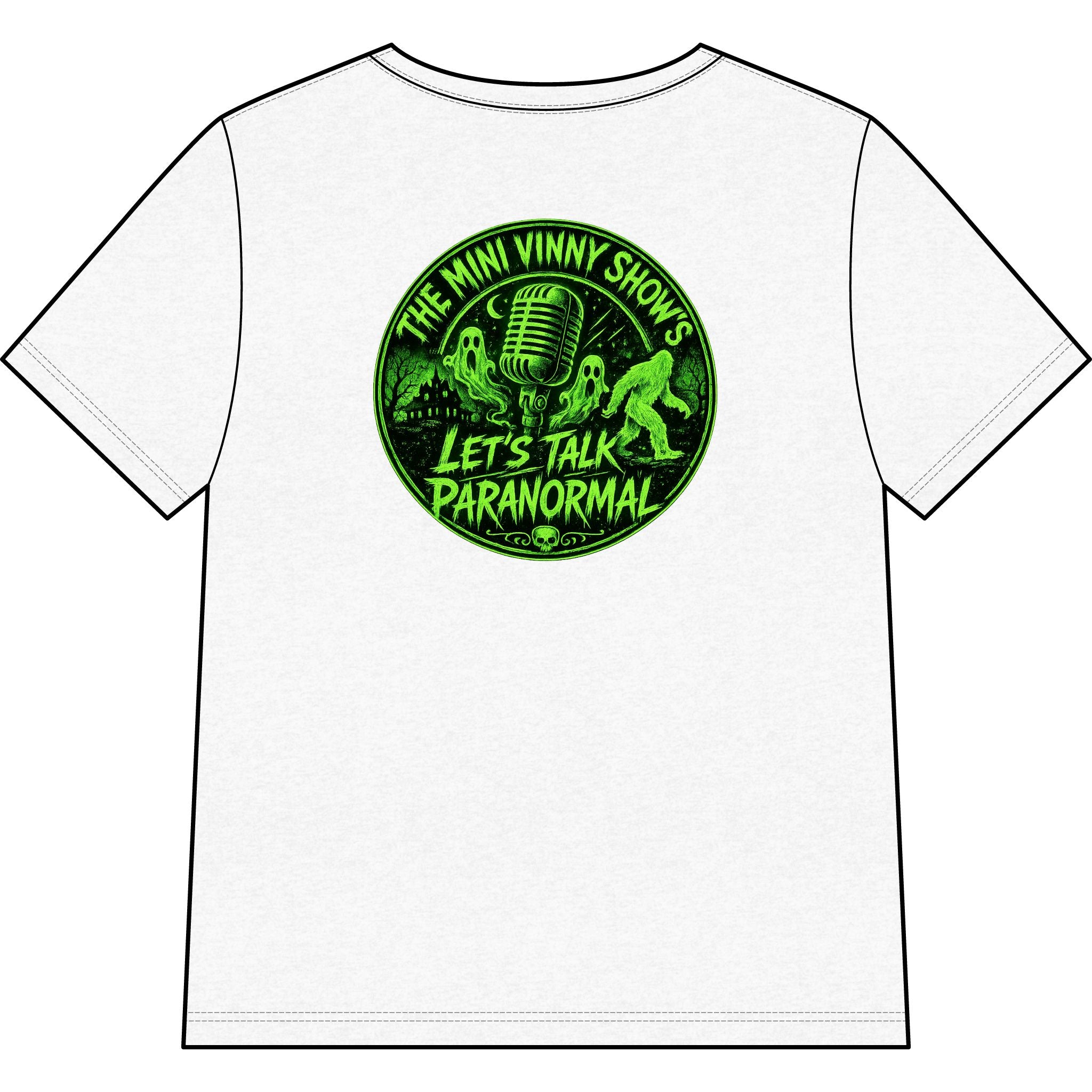 Paranormal Podcast V-Neck Tee — “Let’s Talk Paranormal” Graphic