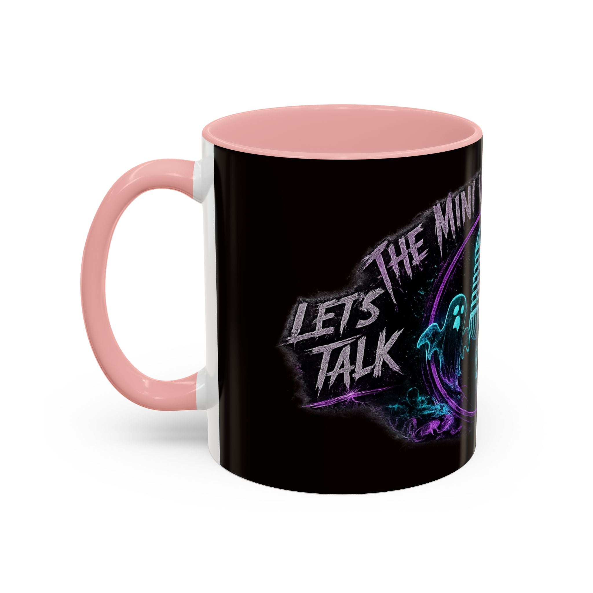 Coffee Mug — 'The Mini Vinny Show' Paranormal Podcast Neon Microphone Design