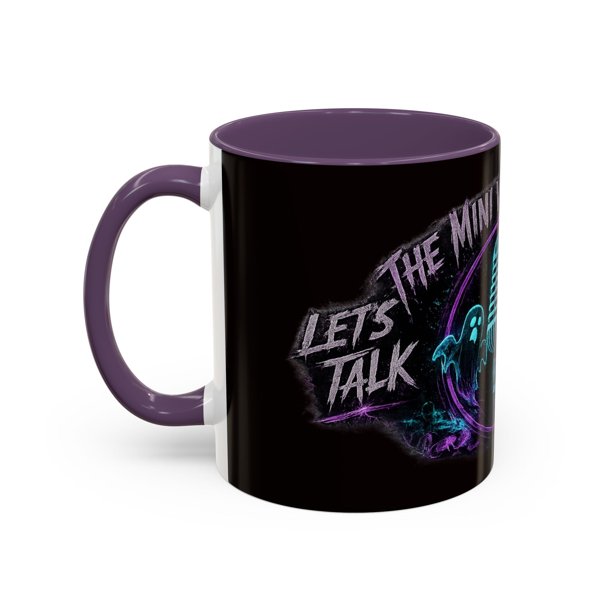 Coffee Mug — 'The Mini Vinny Show' Paranormal Podcast Neon Microphone Design
