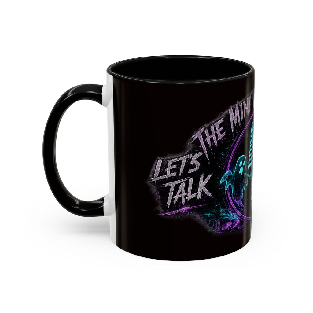 Coffee Mug — 'The Mini Vinny Show' Paranormal Podcast Neon Microphone Design