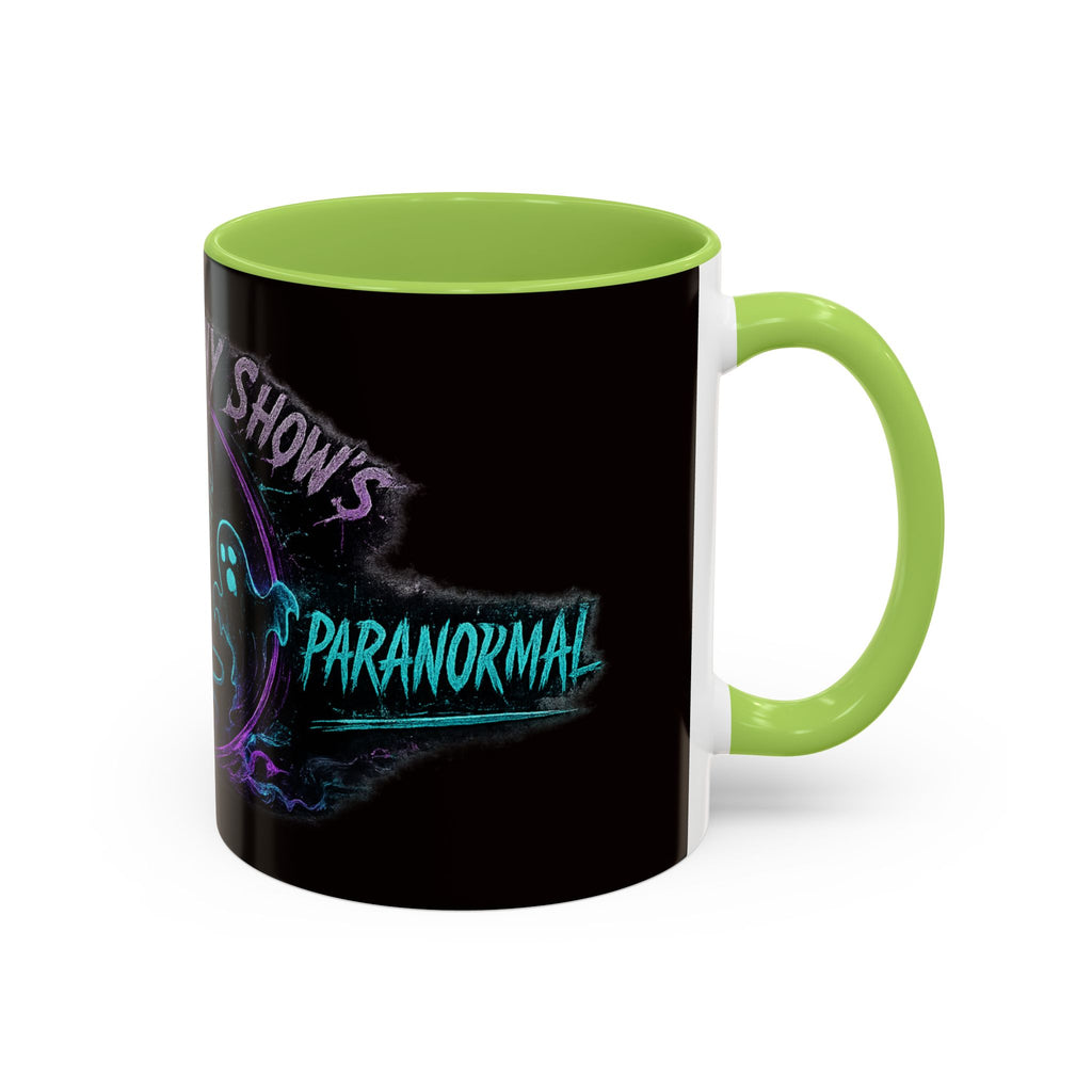 Coffee Mug — 'The Mini Vinny Show' Paranormal Podcast Neon Microphone Design