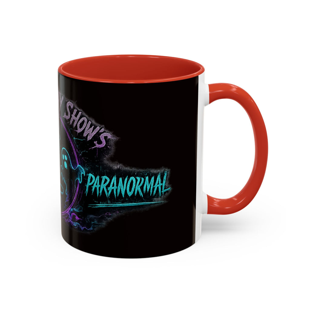 Coffee Mug — 'The Mini Vinny Show' Paranormal Podcast Neon Microphone Design