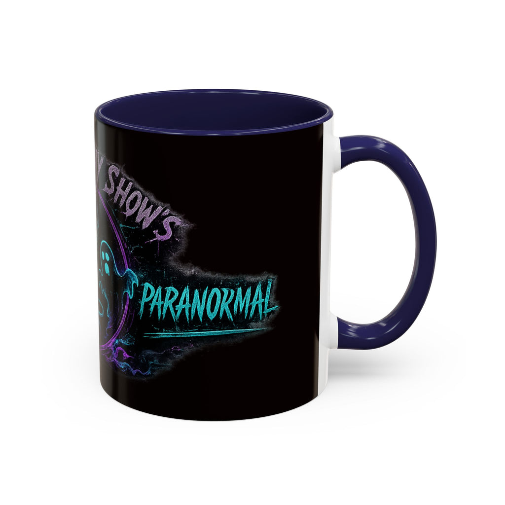 Coffee Mug — 'The Mini Vinny Show' Paranormal Podcast Neon Microphone Design