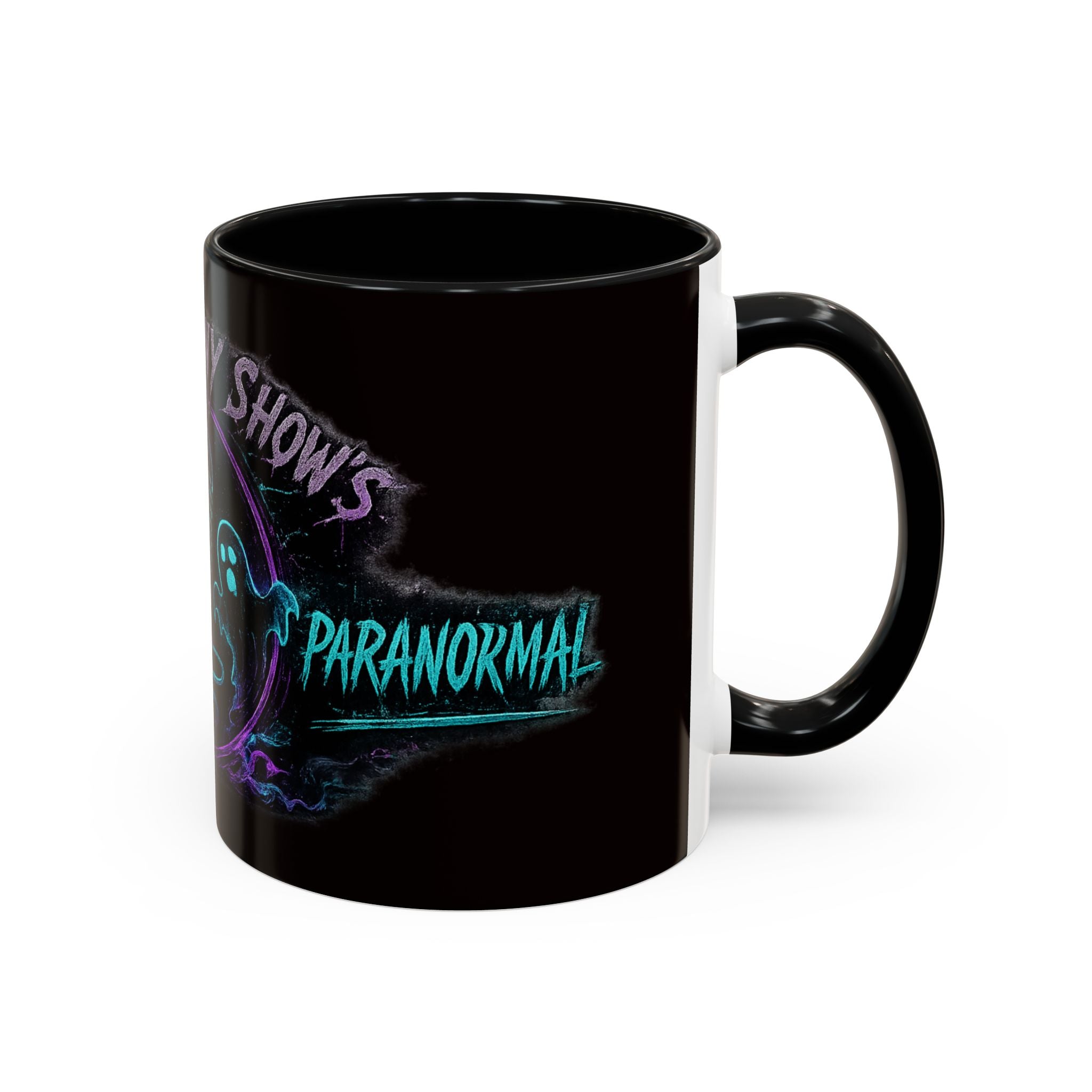 Coffee Mug — 'The Mini Vinny Show' Paranormal Podcast Neon Microphone Design
