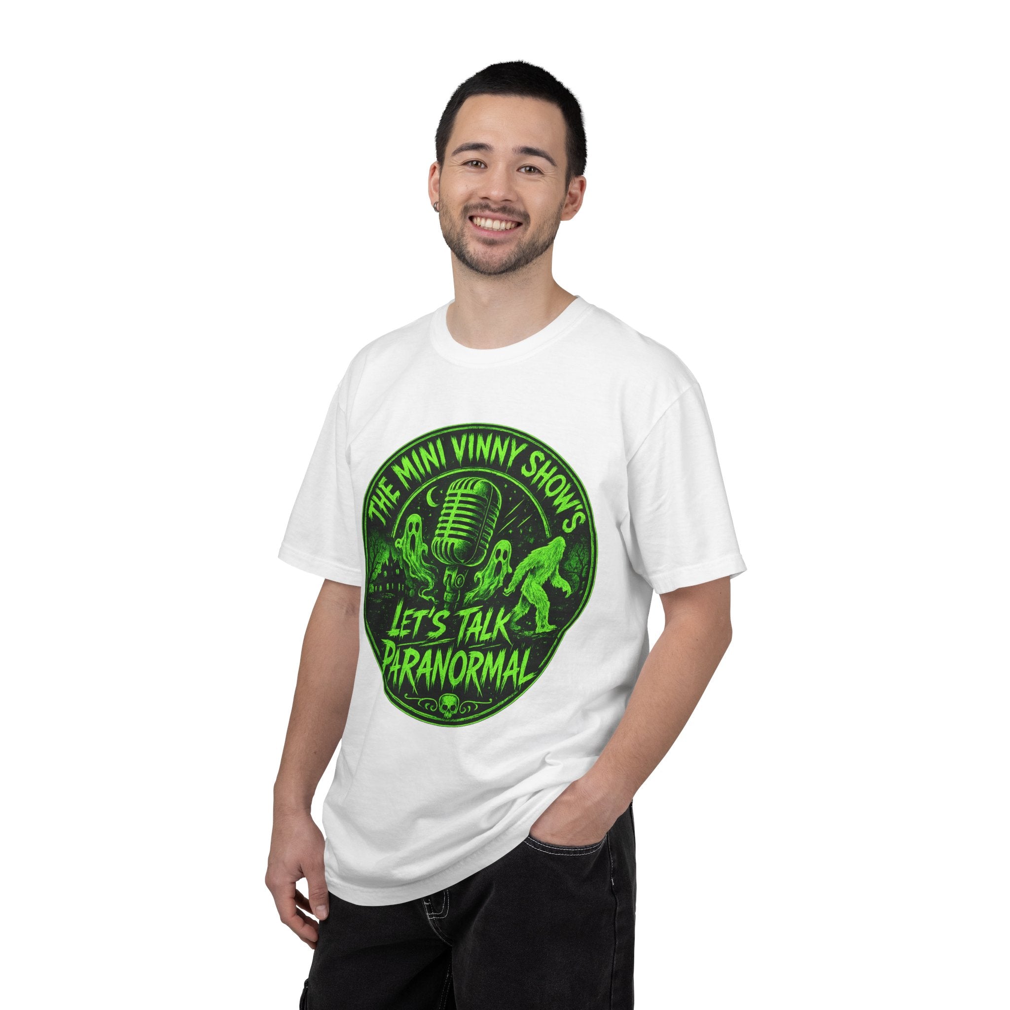 Paranormal Podcast T-Shirt — “Let’s Talk Paranormal” Glow Green Tee