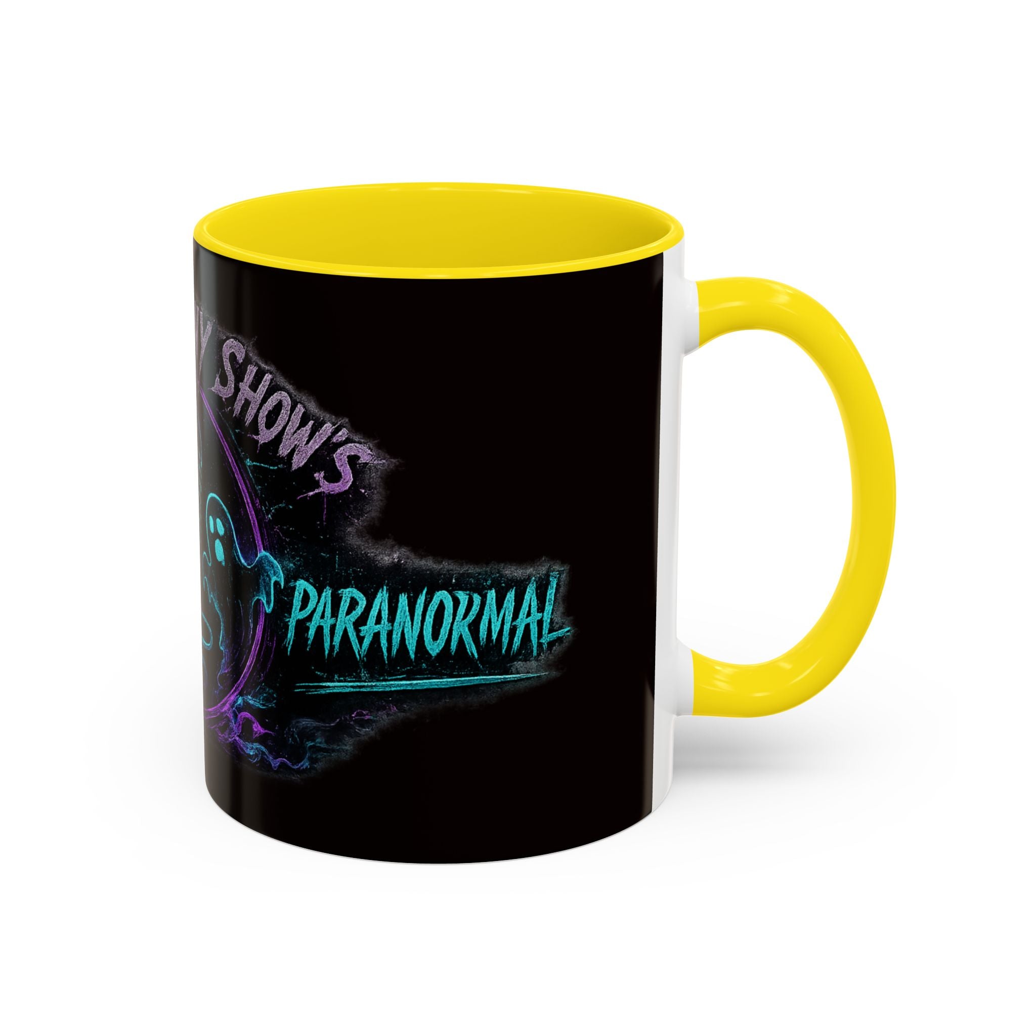 Coffee Mug — 'The Mini Vinny Show' Paranormal Podcast Neon Microphone Design