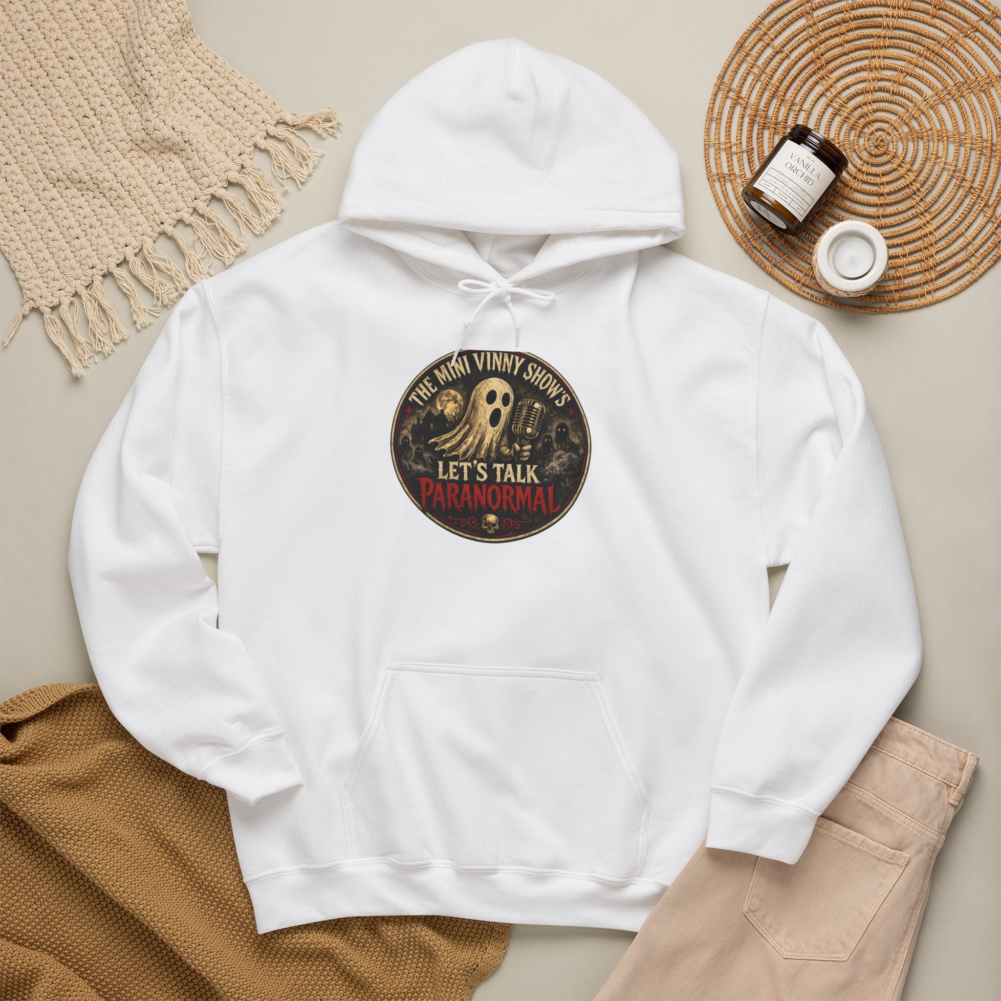 Paranormal Podcast Hoodie — "Let's Talk Paranormal" Vintage Ghost Design