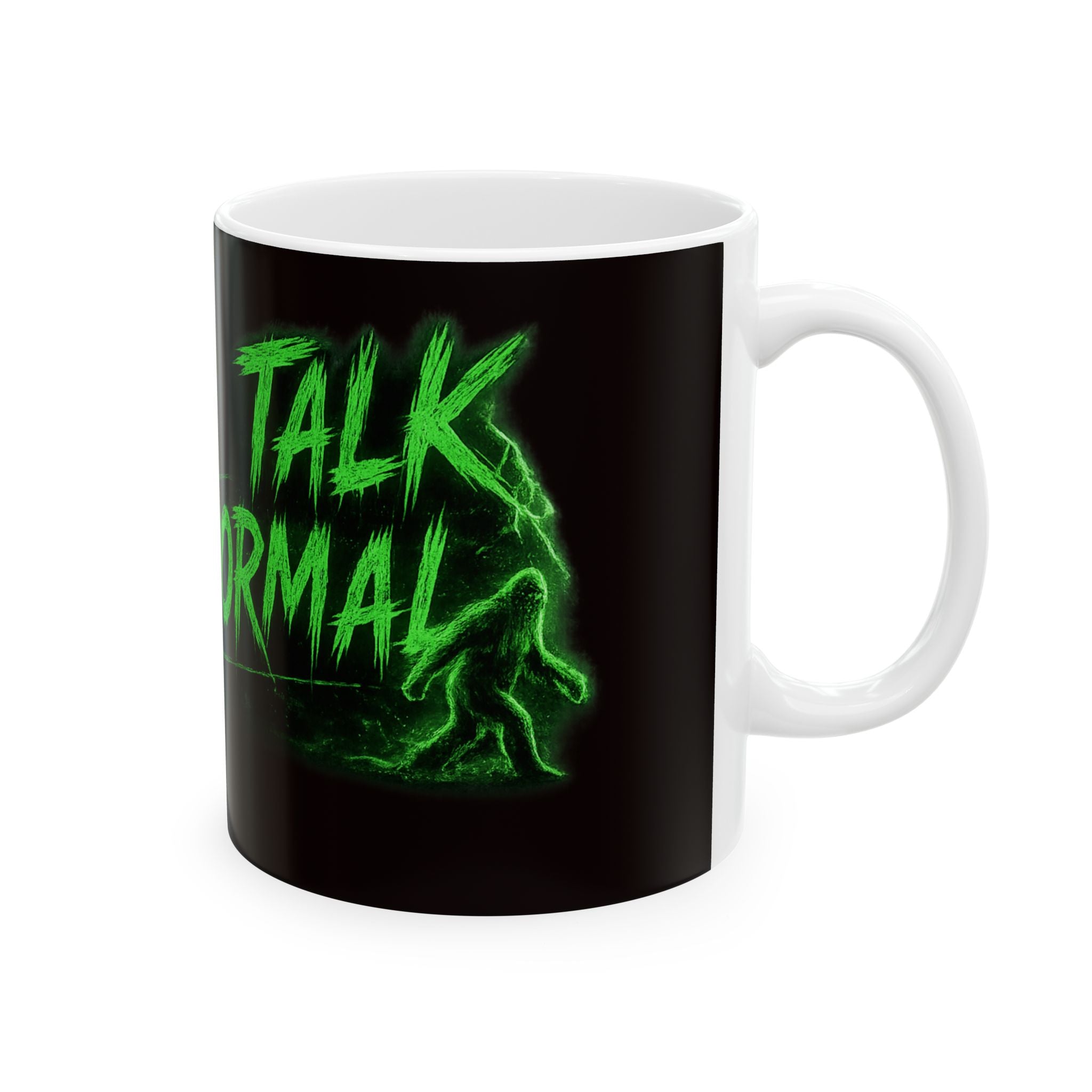 Mug — "Let's Talk Paranormal" Neon Green Haunted Coffee Cup