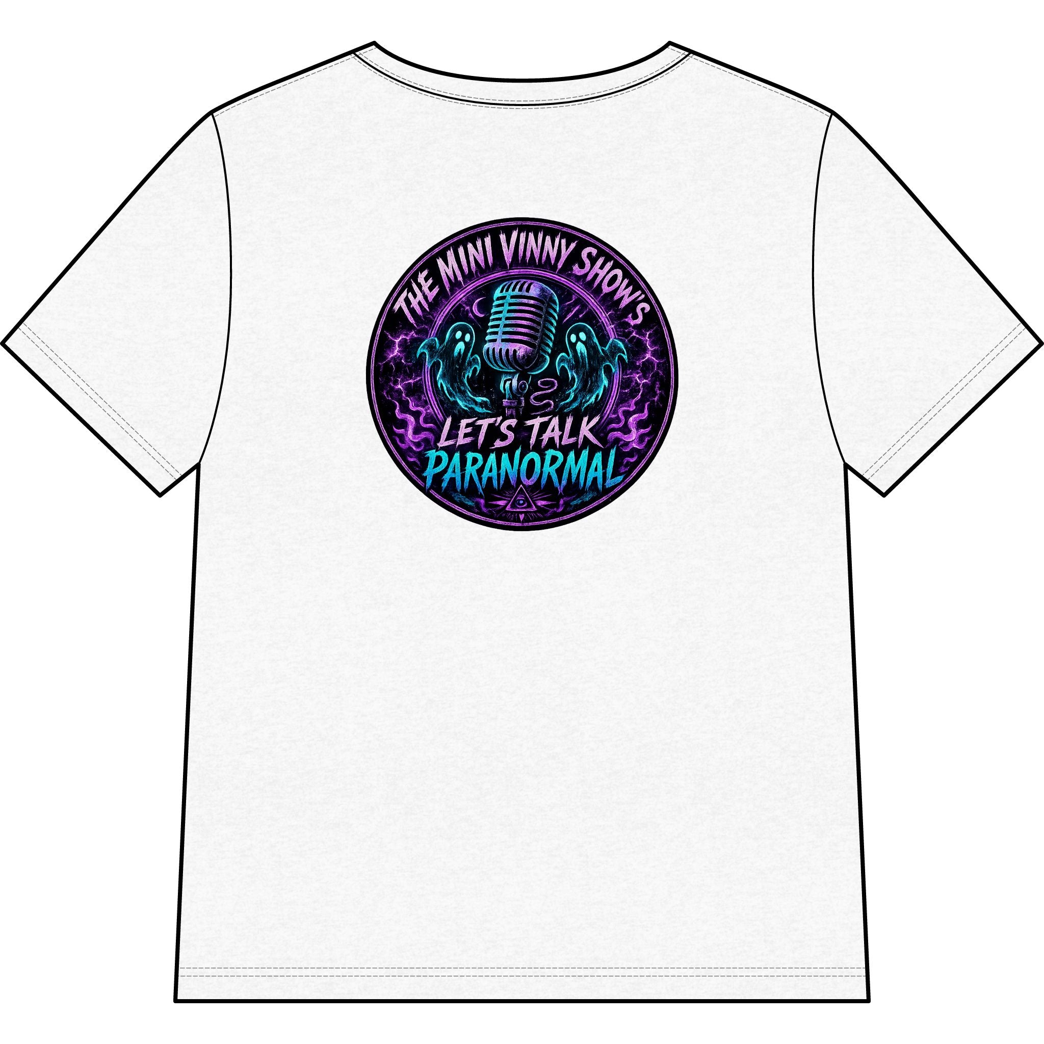 Let's Talk Paranormal V-Neck Tee — 'The Mini Vanly Show' Retro Microphone Design