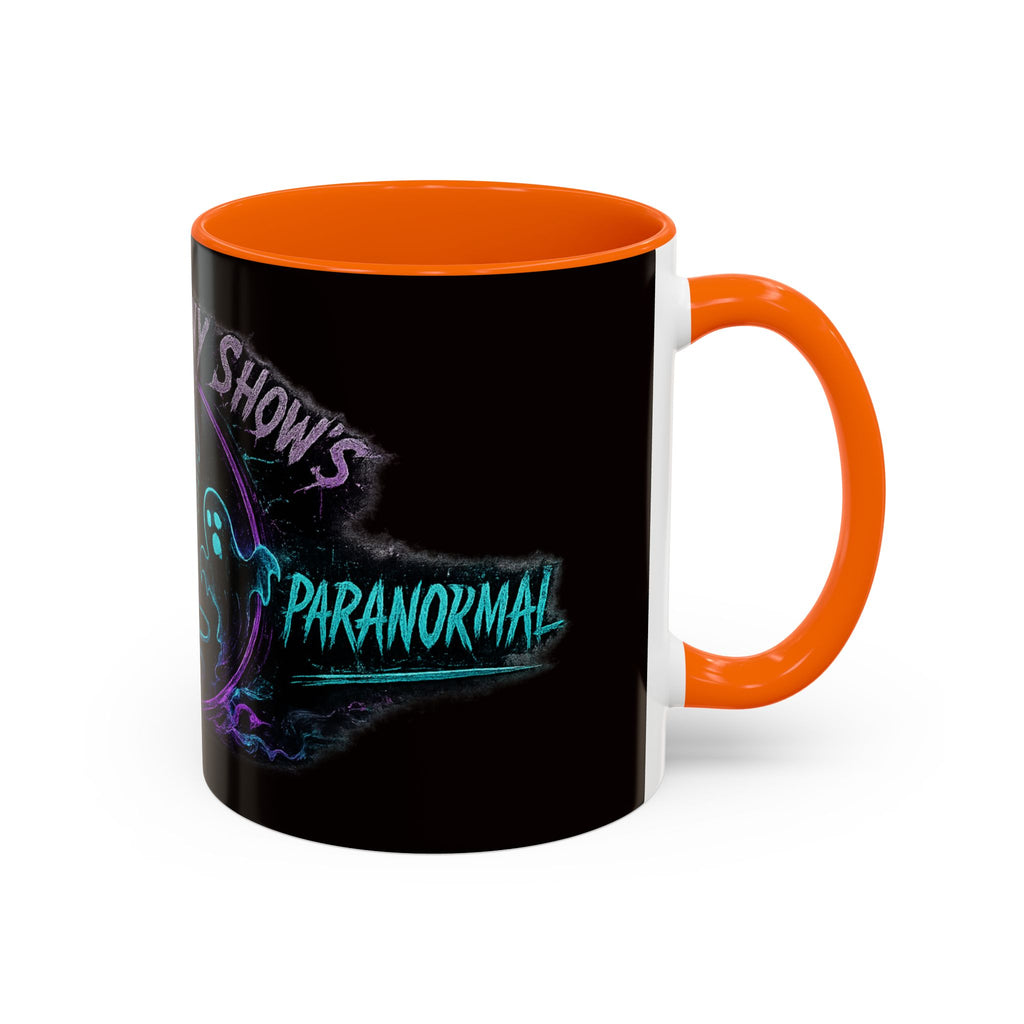 Coffee Mug — 'The Mini Vinny Show' Paranormal Podcast Neon Microphone Design