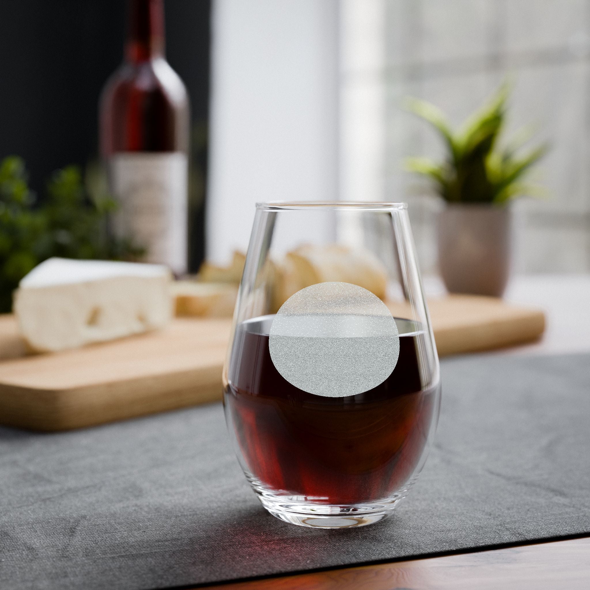 Engraved Stemless Wine Glass 11.5oz — Personalized Sparkle Monogram Glass