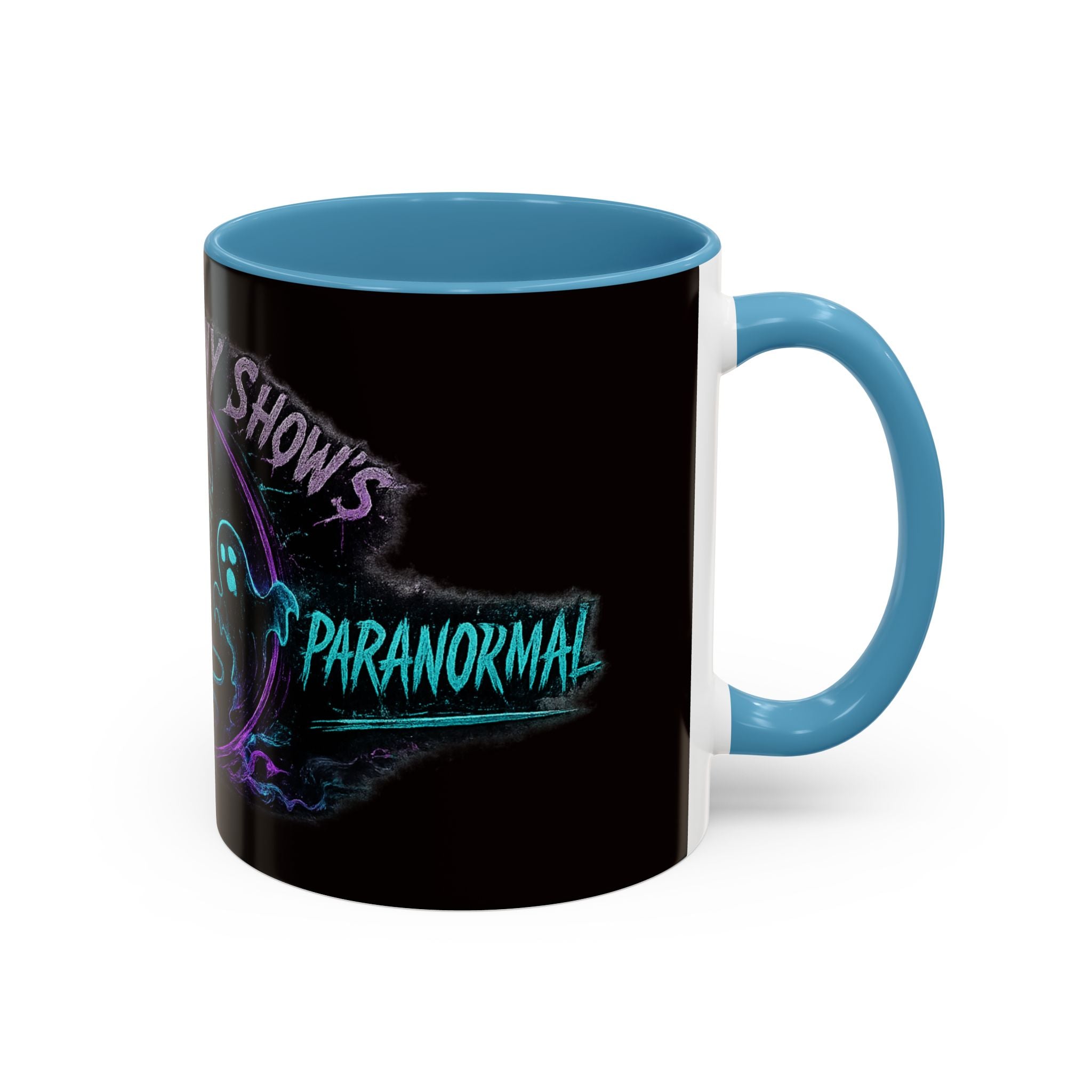 Coffee Mug — 'The Mini Vinny Show' Paranormal Podcast Neon Microphone Design