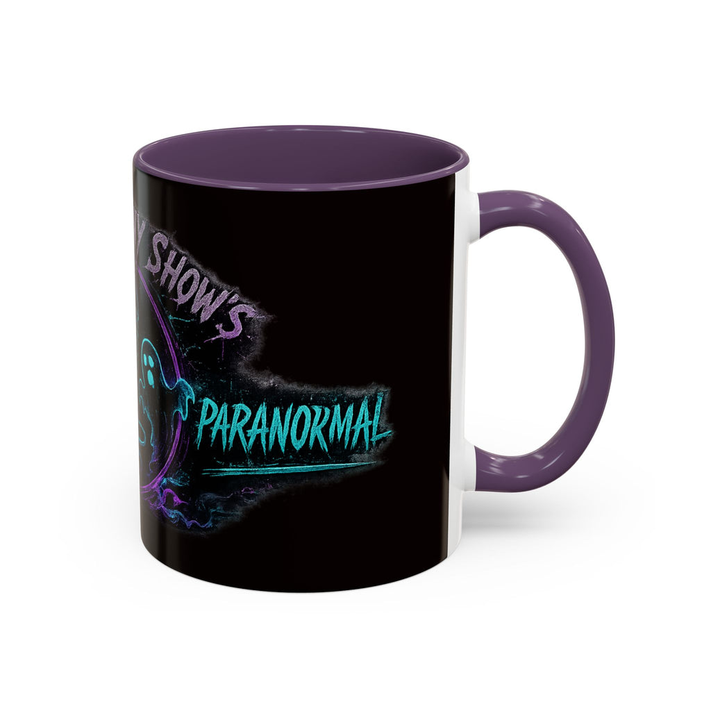 Coffee Mug — 'The Mini Vinny Show' Paranormal Podcast Neon Microphone Design