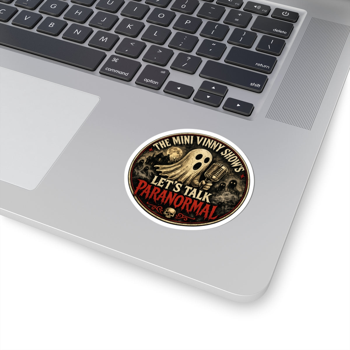 Let's Talk Paranormal Sticker — Retro Ghost Podcast Kiss-Cut Sticker