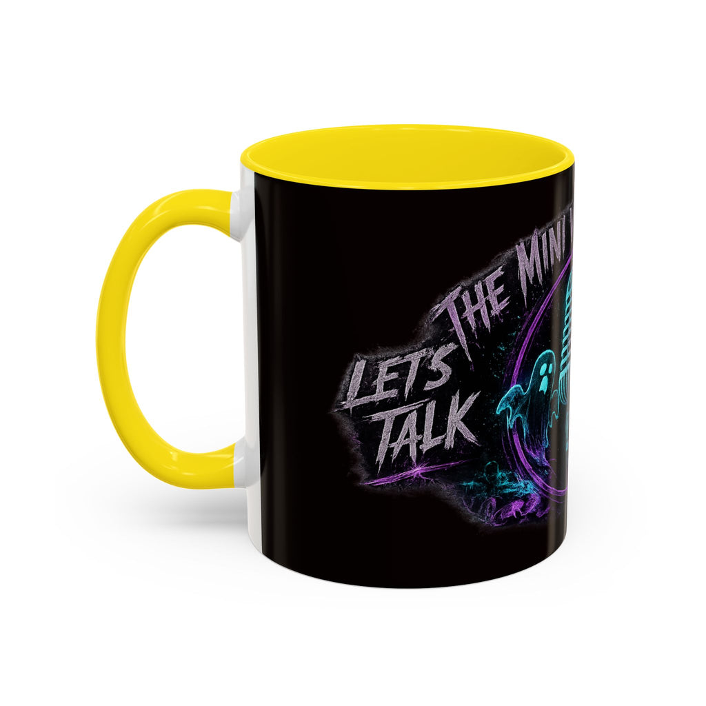 Coffee Mug — 'The Mini Vinny Show' Paranormal Podcast Neon Microphone Design
